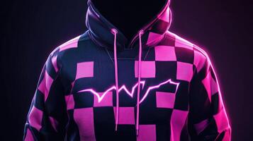 Bold Thunder Hoodie with Checkered Style photo