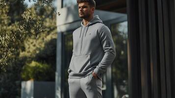 Sleek Ash Grey Tracksuit Perfect for Jogging or Lounging photo