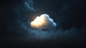 Dramatic Contrast Cloud Icon Illuminates Dark Background photo