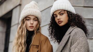 Chic Winter Style White Beanie Adds Warmth and Flair photo