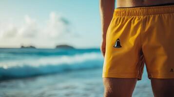Minimalist Beach Vibe Amber Shorts and Bell Icon Background photo