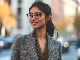 Chic Blazer with Elegant Elbow Patches A Stylish Statement photo