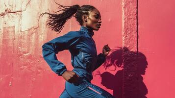 Effortless Strength The Determined Sprint of the Indigo Runner photo