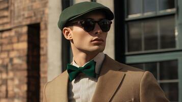 Pine Green Bow Tie Cap Modern Elegance for Any Outfit photo