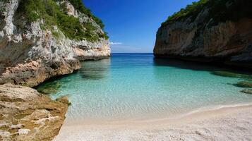 Incredible Secluded Cove with Crystal Clear Waters and Towering Cliffs photo