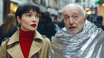 A Stylish Encounter Lady in Red meets SilverClad Gentleman photo