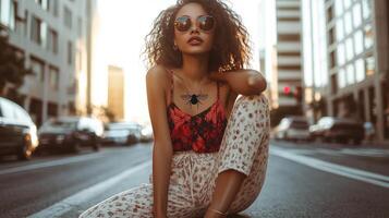 Chic Bug Icon Palazzo Pants and Loafers Ensemble photo