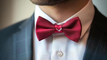 Elegant Gentleman Red Bow Tie and Check Symbol photo
