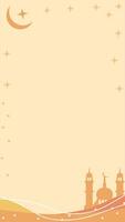 Ramadan theme vertical background loop animation. Yellow ramadan kareem with mosque, moon and stars. Place for text video