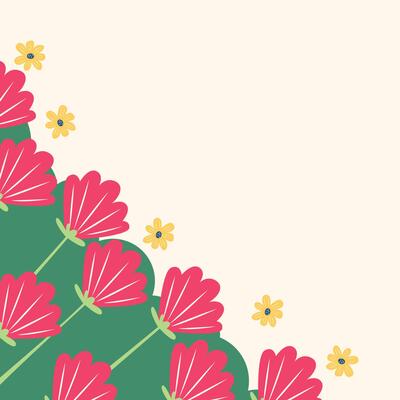 Flat spring flowers greeting card background template