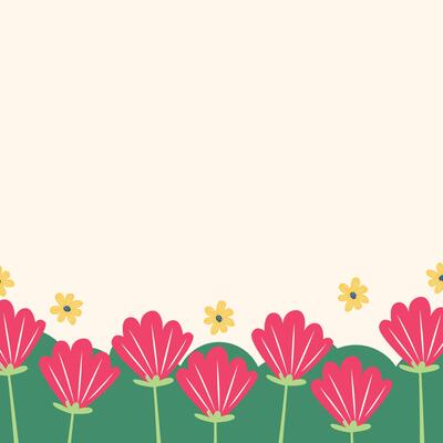 Flat spring pink flower greeting card background template