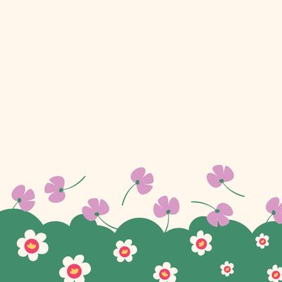 Flat spring flower greeting card background illustration