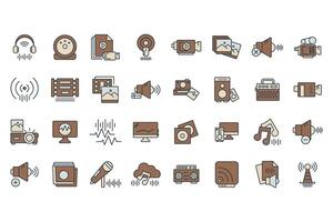 Audio icons set isolated on White Background... vector