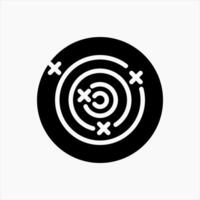 Design Illustration graphic of shooting target icon with glyph style. Suitable for UI, mobile design, web design, etc. vector