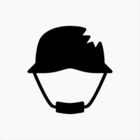 Design Illustration graphic of broken military helmet icon with glyph style. Suitable for UI, mobile design, web design, etc. vector