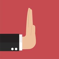 Flat style design illustration of rejecting hand gesture vector
