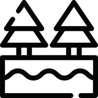 A black and white icon of a tree and a river vector