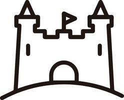 A castle icon illustration with a flag on top of it vector