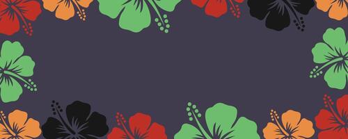 a colorful frame background with hibiscus flowers and copy space vector