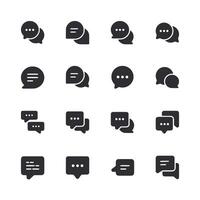 A set of black and white icons of speech bubbles vector