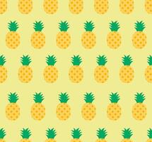 Cute seamless pattern of pineapple on yellow background. vector
