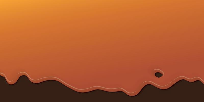 Melted caramel syrup pouring on brown background graphic illustration have blank space.