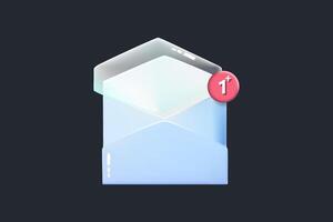 3d message file email. 3d email message illustration icon. vector