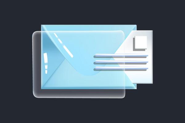 3d message file. 3d email message illustration icon.