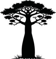 Baobab Tree Icon with Silhouette Style vector