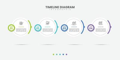 Business infographic template. 4 Step timeline arrow journey. Process diagram, 4 options on white background, Infograph elements vector