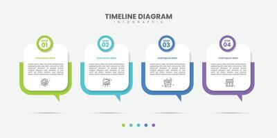 Business infographic template. 4 Step timeline journey style bubble. Process diagram, 4 options on white background, Infograph elements vector