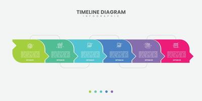 Infographic Illustration design template with icons and 6 options or steps. Can be used for process, presentations, layout, banner, info graph. element timeline 6 step option point vector