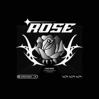 Metallic rose with streetwear layout design vector