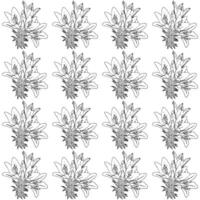 Lily with a long stem and three flowers. Doodle style. Seamless pattern. vector