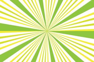 simple abstract green yellow color thin to thick creative geometric sunburst monochrome line pattern sunburst rays background vector