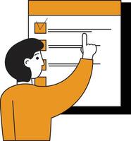 Person Pointing at Checklist Graphic vector