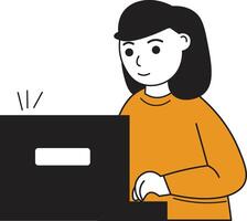 Illustration of Person Working on a Computer vector