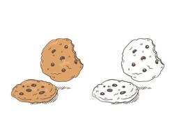 Chocolate chip cookies, doodle hand drawn cookies design element vector