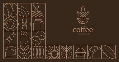 Brandding packaging design, coffee product pattern background, geometric coffee design element vector
