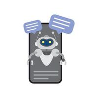 Artificial intelligence. Digital brain neural network, AI servers and robots technology, artificial bot mind. Online communication with chat bot concept. Robot answer customer in chatbot service vector