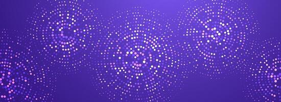 Digital technology pattern background. Glowing purple dotted circle wallpaper. Abstract dot round grid backdrop for business, science, healthcare, medicine, finance design. texture vector
