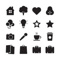 Set of Black Silhouette Icons Representing Everyday Concepts and Objects. illustration vector