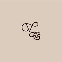 luxurious organic style and elegant concept VG wedding typography monogram letter dynamic line initial vector