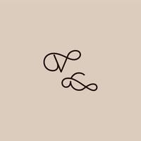 luxurious organic style and elegant concept VC wedding typography monogram letter dynamic line initial vector