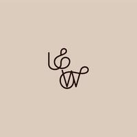 luxurious organic style and elegant concept UW wedding typography monogram letter dynamic line initial vector