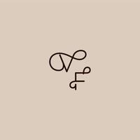 luxurious organic style and elegant concept VF wedding typography monogram letter dynamic line initial vector