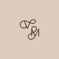 luxurious organic style and elegant concept VM wedding typography monogram letter dynamic line initial vector