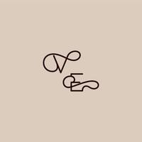 luxurious organic style and elegant concept VE wedding typography monogram letter dynamic line initial vector