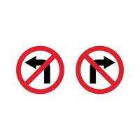No Turn Left or No Turn Right Sign Illustration Design. EPS 10. vector