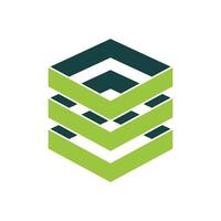 Stacked Green Boxes Storage Data Illustration Design. EPS 10. vector